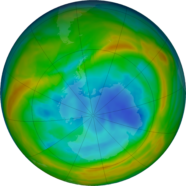 Antarctic ozone map for 08 August 2024